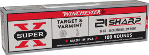 Winchester Ammo X21JHP Super X  21Sharp 34gr Jacketed Hollow Point 100 Per Box/20 Case
